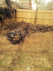 Packing in the manure and compost.